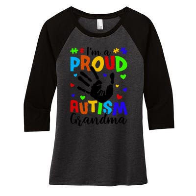 I'm A Proud Autism Grandma Autism Awareness Meaningful Gift Women's Tri-Blend 3/4-Sleeve Raglan Shirt