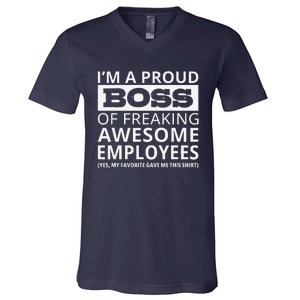 IM A Proud Boss Of Freaking Awesome Employees V-Neck T-Shirt