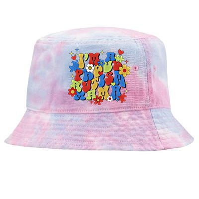 IM A Proud Autism Mama Autism Mom Retro Groovy Mothers Day Great Gift Tie-Dyed Bucket Hat