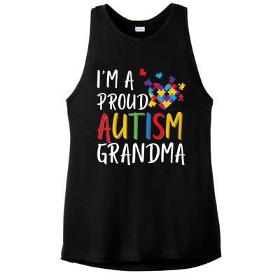 I'm A Proud Autism Grandma Awareness Puzzle Ribbon Cute Gift Ladies PosiCharge Tri-Blend Wicking Tank