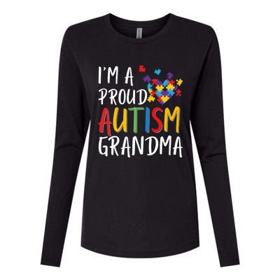 I'm A Proud Autism Grandma Awareness Puzzle Ribbon Cute Gift Womens Cotton Relaxed Long Sleeve T-Shirt