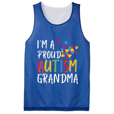 I'm A Proud Autism Grandma Awareness Puzzle Ribbon Cute Gift Mesh Reversible Basketball Jersey Tank