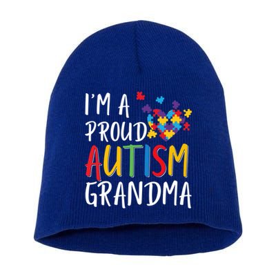 I'm A Proud Autism Grandma Awareness Puzzle Ribbon Cute Gift Short Acrylic Beanie
