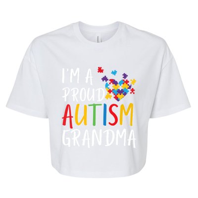 I'm A Proud Autism Grandma Awareness Puzzle Ribbon Cute Gift Bella+Canvas Jersey Crop Tee