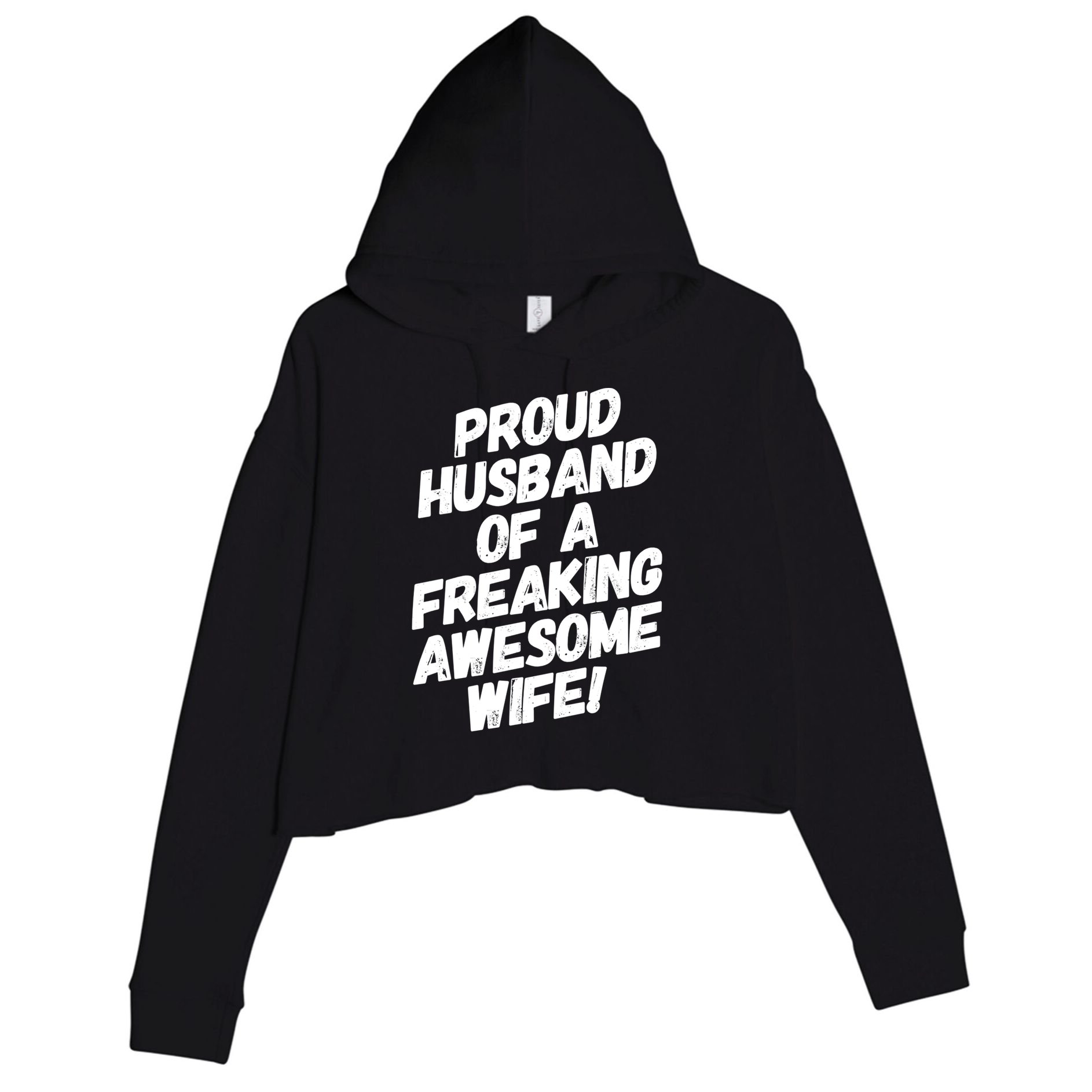 I'm A Proud Husband Of A Freaking Awesome Wife Funny Saying Great Gift Crop Fleece Hoodie