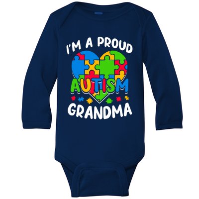 I'm A Proud Autism Grandma Awareness Gift Baby Long Sleeve Bodysuit