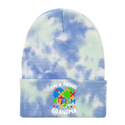 I'm A Proud Autism Grandma Awareness Gift Tie Dye 12in Knit Beanie