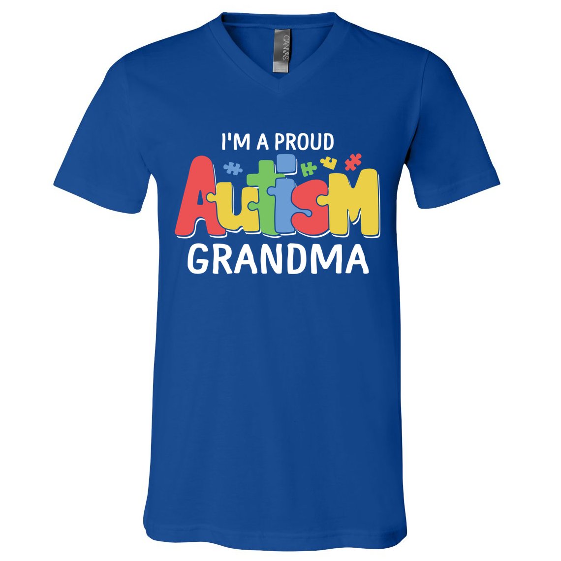 I'm A Proud Autism Grandma Awareness Gift V-Neck T-Shirt