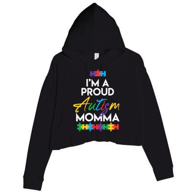 I'm A Proud Autism Momma Mother Mom Heart Gift Crop Fleece Hoodie