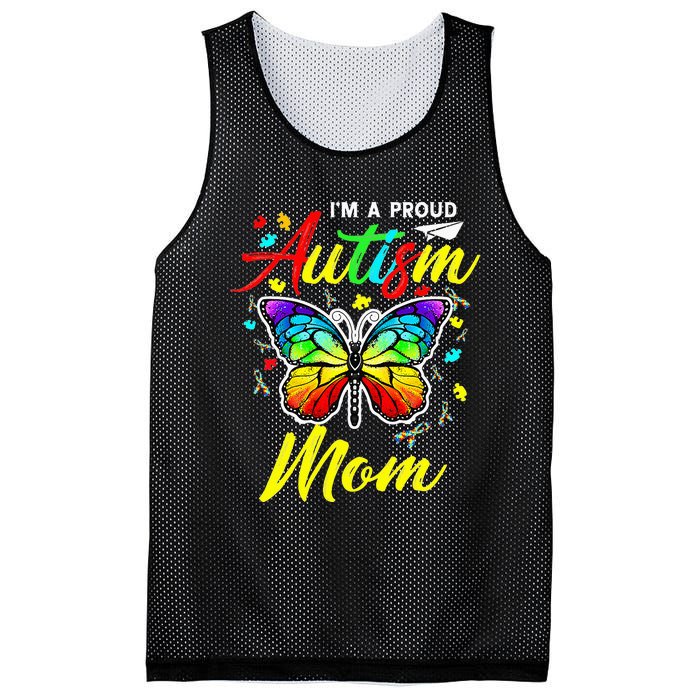 I'm A Proud Autism Mom Autism Awareness Butterfly Gifts Mesh Reversible Basketball Jersey Tank