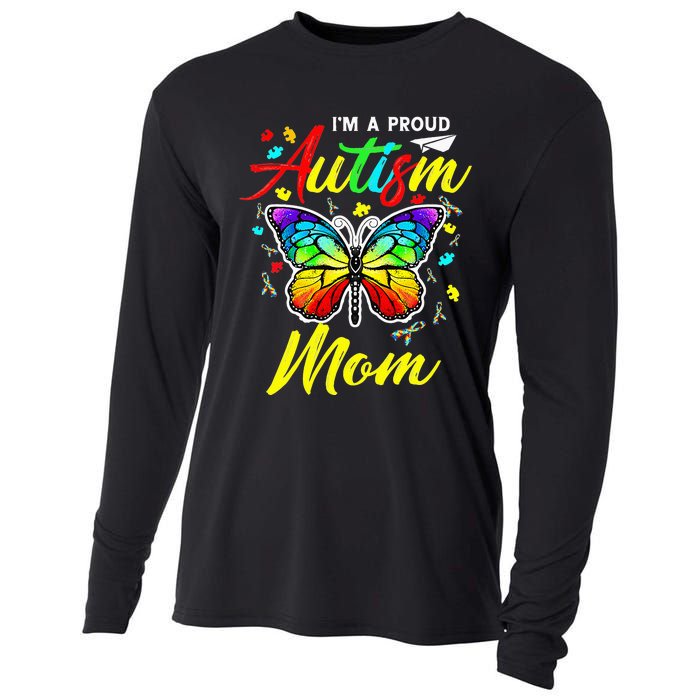 I'm A Proud Autism Mom Autism Awareness Butterfly Gifts Cooling Performance Long Sleeve Crew