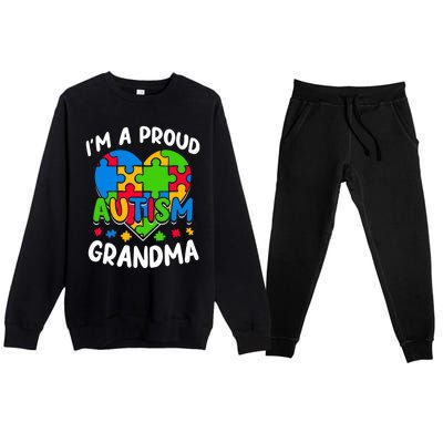 I'm A Proud Autism Grandma Awareness Gift Premium Crewneck Sweatsuit Set