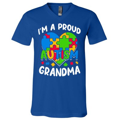 I'm A Proud Autism Grandma Awareness Gift V-Neck T-Shirt