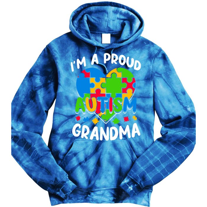 I'm A Proud Autism Grandma Awareness Gift Tie Dye Hoodie