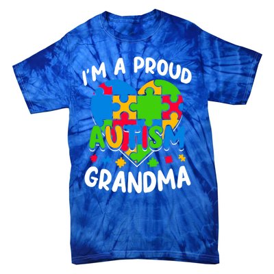 I'm A Proud Autism Grandma Awareness Gift Tie-Dye T-Shirt