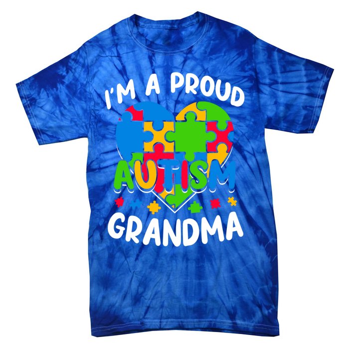 I'm A Proud Autism Grandma Awareness Gift Tie-Dye T-Shirt