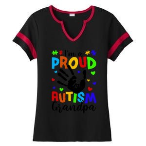 I'm A Proud Autism Grandpa Autism Awareness Funny Gift Ladies Halftime Notch Neck Tee