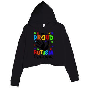 I'm A Proud Autism Grandpa Autism Awareness Funny Gift Crop Fleece Hoodie