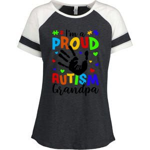 I'm A Proud Autism Grandpa Autism Awareness Funny Gift Enza Ladies Jersey Colorblock Tee