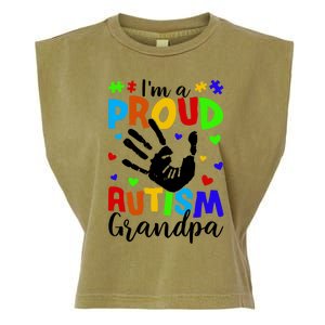 I'm A Proud Autism Grandpa Autism Awareness Funny Gift Garment-Dyed Women's Muscle Tee