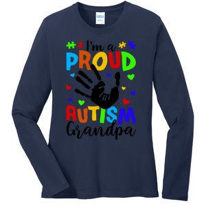 I'm A Proud Autism Grandpa Autism Awareness Funny Gift Ladies Long Sleeve Shirt