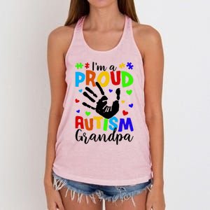 I'm A Proud Autism Grandpa Autism Awareness Funny Gift Women's Knotted Racerback Tank