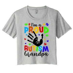 I'm A Proud Autism Grandpa Autism Awareness Funny Gift Women's Crop Top Tee