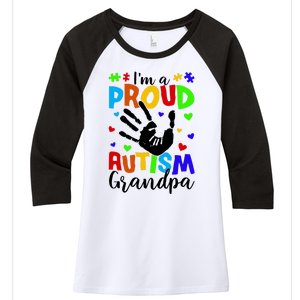 I'm A Proud Autism Grandpa Autism Awareness Funny Gift Women's Tri-Blend 3/4-Sleeve Raglan Shirt