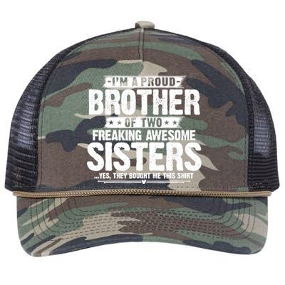 IM A Proud Brother Of Two Freaking Awesome Sisters Brother Retro Rope Trucker Hat Cap