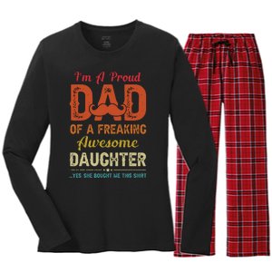 Im A Proud Dad Gift From Daughter Funny Fathers Day Women's Long Sleeve Flannel Pajama Set 