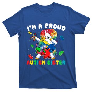 I'm A Proud Sister Dabbing Unicorn Autism Awareness Puzzle Gift T-Shirt