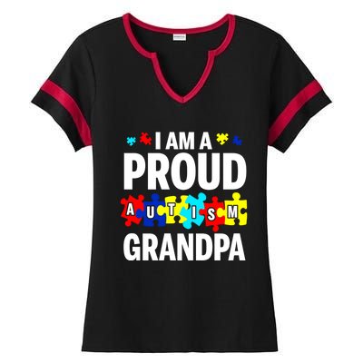 I'm A Proud Autism Grandpa Autism Awareness Meaningful Gift Ladies Halftime Notch Neck Tee