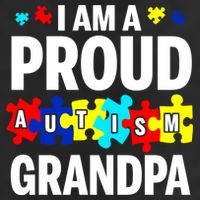 I'm A Proud Autism Grandpa Autism Awareness Meaningful Gift 7 Panel Mesh Trucker Snapback Hat