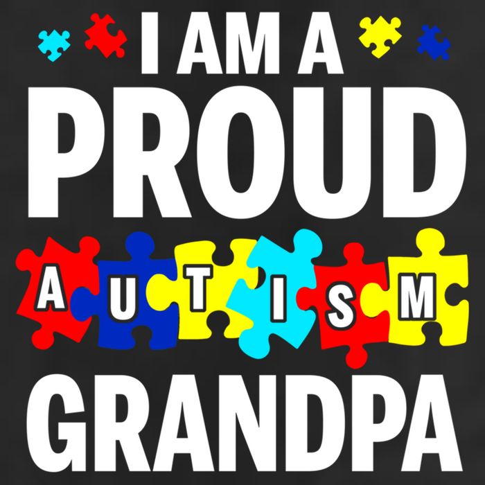 I'm A Proud Autism Grandpa Autism Awareness Meaningful Gift 7 Panel Mesh Trucker Snapback Hat