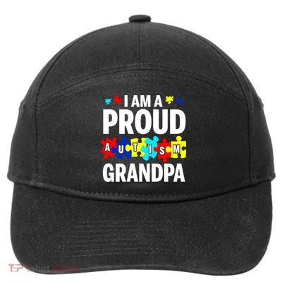 I'm A Proud Autism Grandpa Autism Awareness Meaningful Gift 7-Panel Snapback Hat