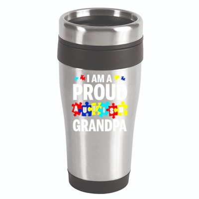 I'm A Proud Autism Grandpa Autism Awareness Meaningful Gift 16oz Travel Tumbler