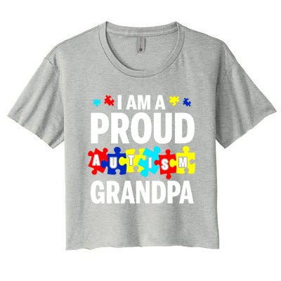 I'm A Proud Autism Grandpa Autism Awareness Meaningful Gift Women's Crop Top Tee