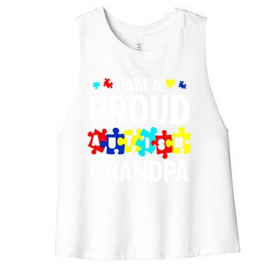 I'm A Proud Autism Grandpa Autism Awareness Meaningful Gift Women's Racerback Cropped Tank