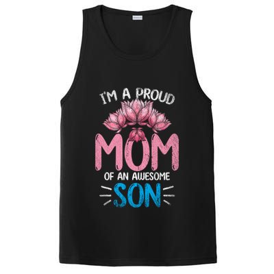 Im A Proud Mom Of An Awesome Son Mothers Day Floral Mom Gift PosiCharge Competitor Tank