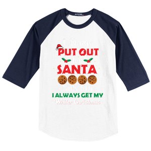 I Always Put Out For Santa Naughty Christmas Cookie Baking Gift Baseball Sleeve Shirt