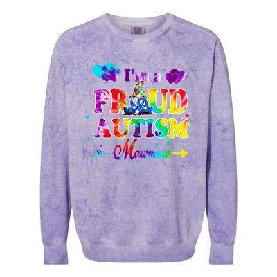 I'm A Proud Autism Mawmaw Tie Dye Gnome Gift Colorblast Crewneck Sweatshirt