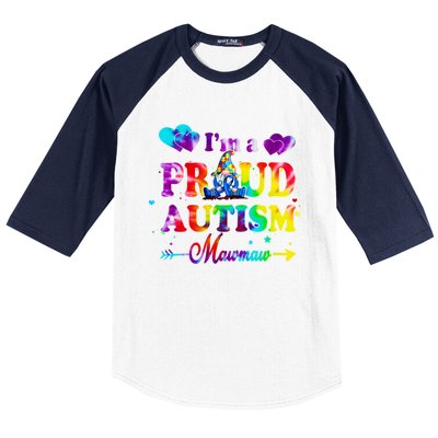 I'm A Proud Autism Mawmaw Tie Dye Gnome Gift Baseball Sleeve Shirt