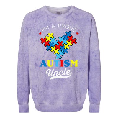 I'm A Proud Autism Uncle Autism Awareness Autistic Nephew Colorblast Crewneck Sweatshirt