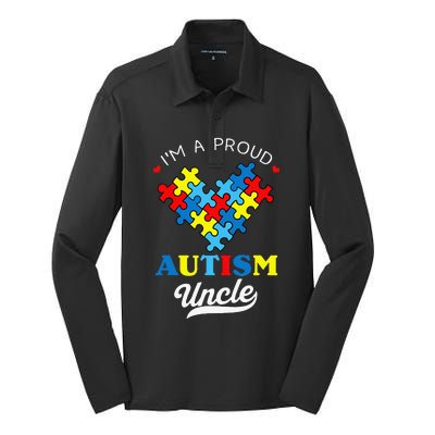 I'm A Proud Autism Uncle Autism Awareness Autistic Nephew Silk Touch Performance Long Sleeve Polo