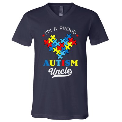 I'm A Proud Autism Uncle Autism Awareness Autistic Nephew V-Neck T-Shirt