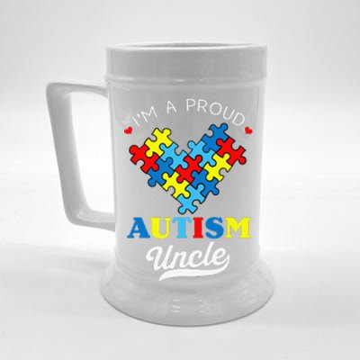 I'm A Proud Autism Uncle Autism Awareness Autistic Nephew Beer Stein