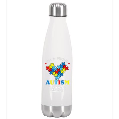 I'm A Proud Autism Uncle Autism Awareness Autistic Nephew Stainless Steel Insulated Water Bottle