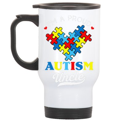 I'm A Proud Autism Uncle Autism Awareness Autistic Nephew Stainless Steel Travel Mug