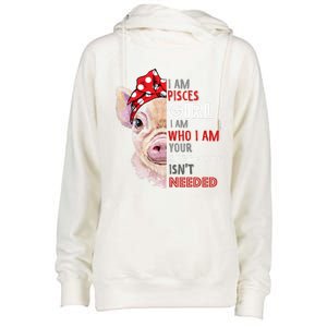 I Am Pisces Who Loves Pigs Star Sign Zodiac Gift Womens Funnel Neck Pullover Hood