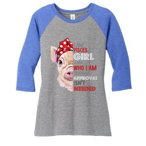 I Am Pisces Who Loves Pigs Star Sign Zodiac Gift Women's Tri-Blend 3/4-Sleeve Raglan Shirt